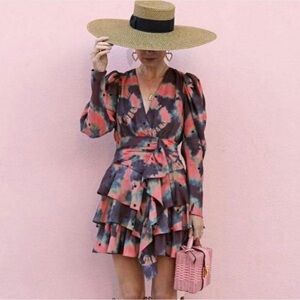 Elegant Multicolor Tie-Dye Dress